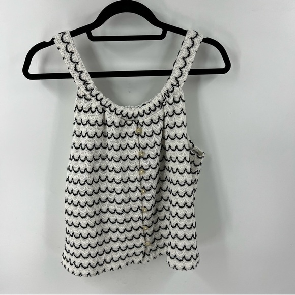 ✅ Madewell Texture&Thread Button-Front Swing Tank Wild Stripe Black/White Size L - Picture 2 of 7